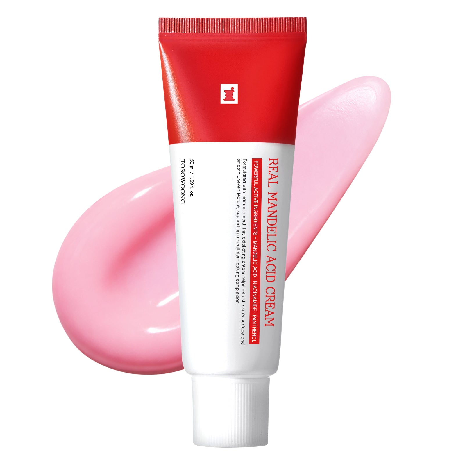 TOSOWOONG Real Mandelic Acid Cream, AHA Gentle Face Exfoliator with Spicule 10,000ppm, Glycolic Acid, Niacinamide, Tea Tree for Dark Spot, Bumpy Skin, Microneedling, Korean Skincare, 50ml / 1.69fl.oz.