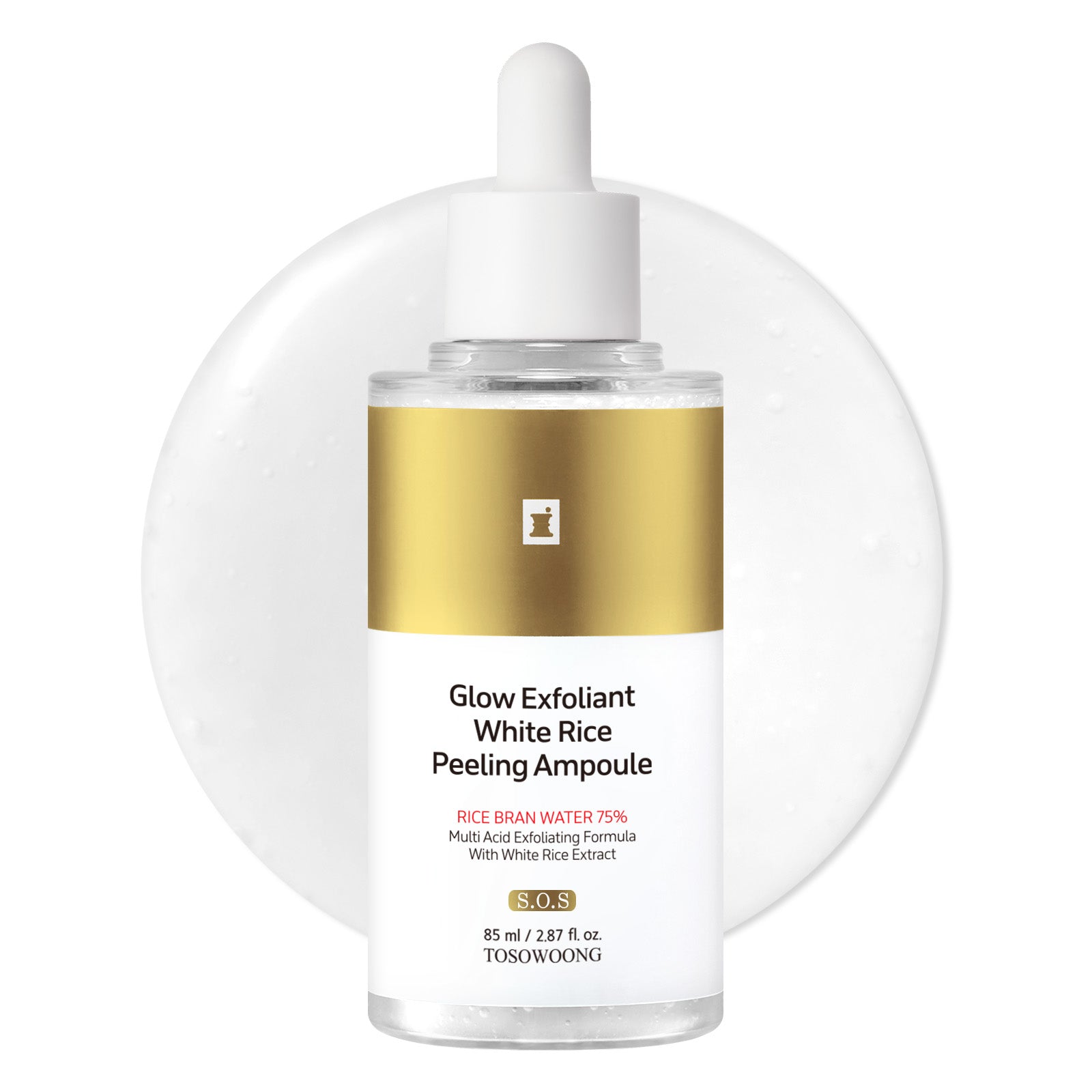 TOSOWOONG White Rice Peeling Ampoule, 75% Rice Exfoliant, Dead Skin Remover, Face Body Scrub, Blackheads Pore Cleaner, Kojic Acid, Niacinamide for discoloration, Korean Skincare, 85ml / 2.87 fl. oz.
