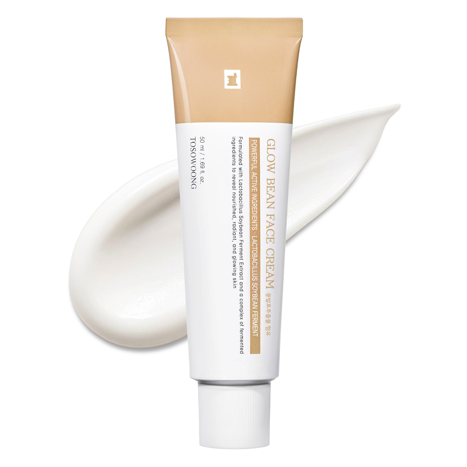 TOSOWOONG Glow Bean Face Cream, 63,844ppm Soybean Ferment Extract, Korean Skincare for Glass Skin, Moisturizer, Relief, Smooth, Nourished Skin, Anti-Aging, Hydrating, K Beauty, 50 ml / 1.69 fl. oz.