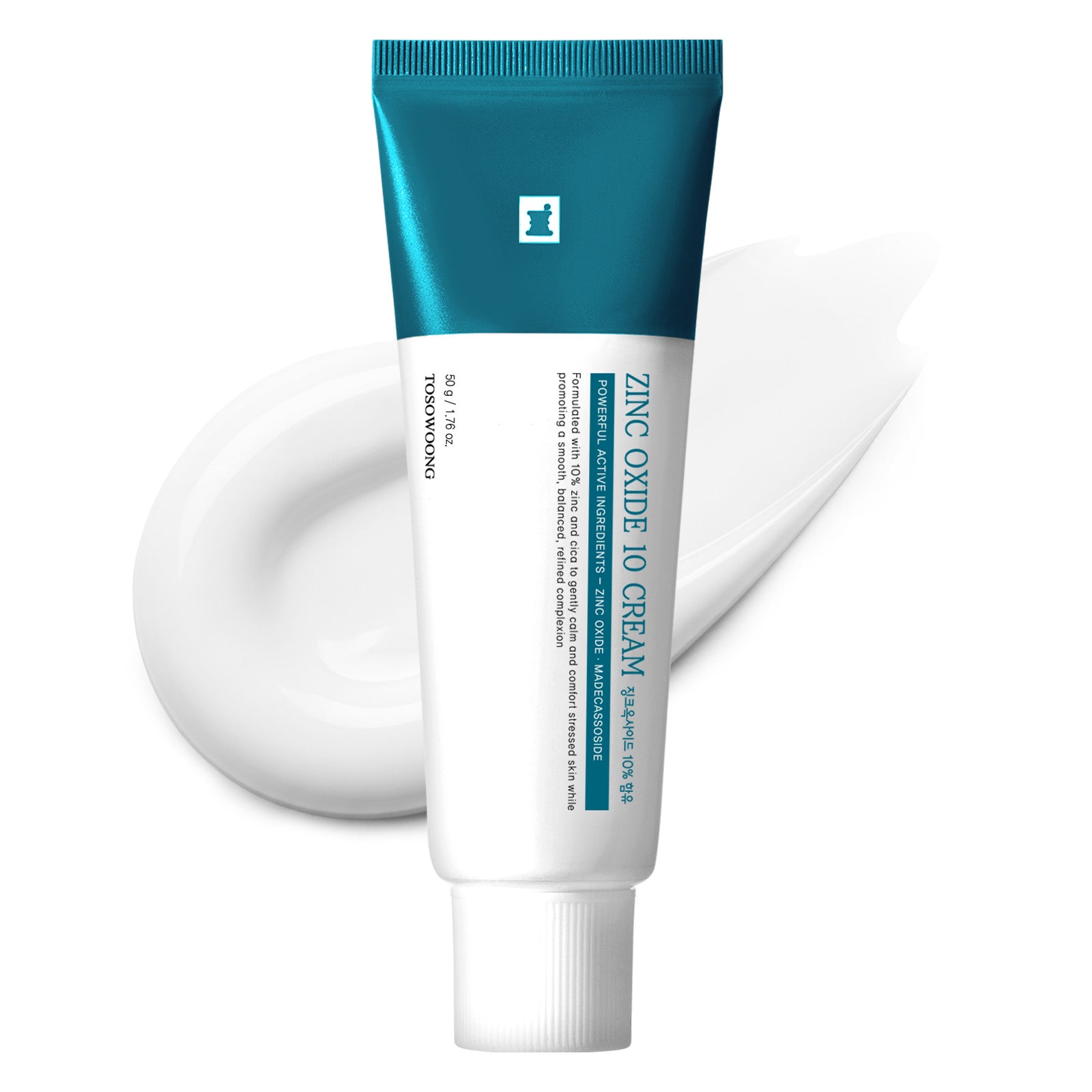 TOSOWOONG SOS Repair CICA Clinic Zinc Cream, 100,000ppm Zinc Oxide, Heal, Soothe Acne, Redness, Rosacea Treatment, Skin Barrier Repair, Moisture, Non-Comedogenic, Korean Skincare, 50g, 1.76 oz.