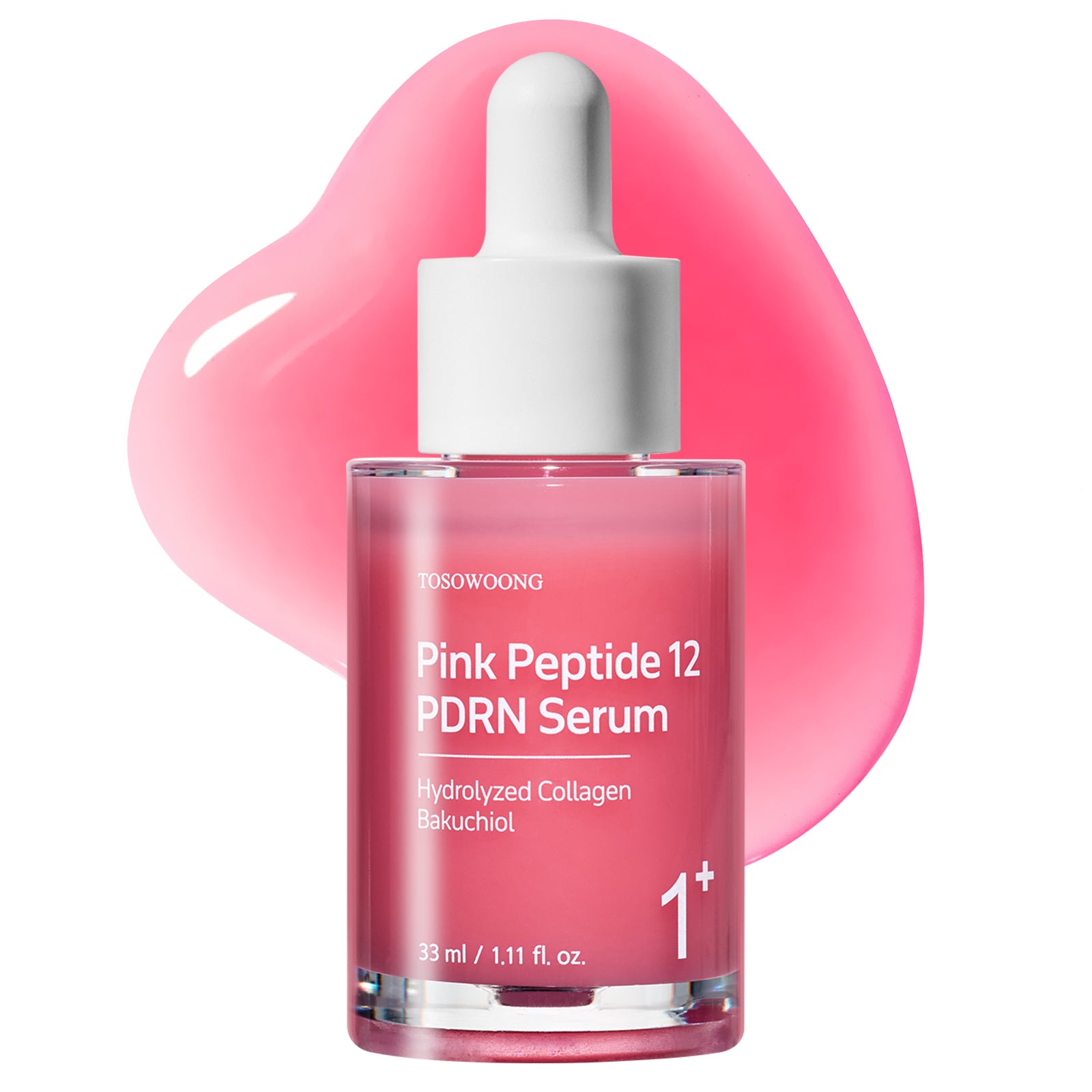 TOSOWOONG Pink Peptide 12 Serum With Salmon DNA Extract 10,320ppm, 12 Peptides, Niacinamide, Skin glow, Hydrating, Moisturizing, Firming, Uneven Skin Tone, Korean Skincare, 33ml, 1.11 fl.oz.